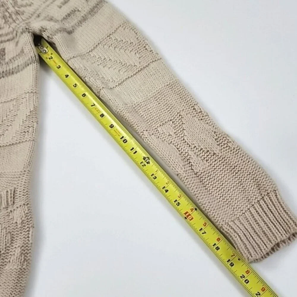 TNA Women's Knit Cream Taupe Lambs Wool Cowichan Zip Up Cardigan Pockets Size S - Picture 14 of 15
